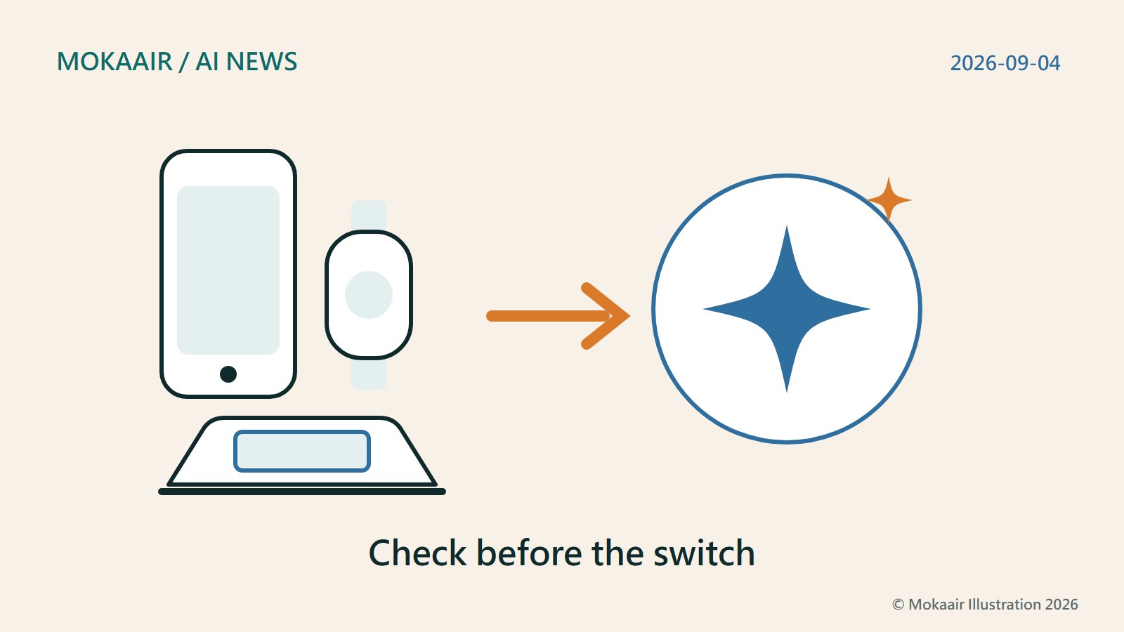 Original illustration of Google Assistant handing over to Gemini