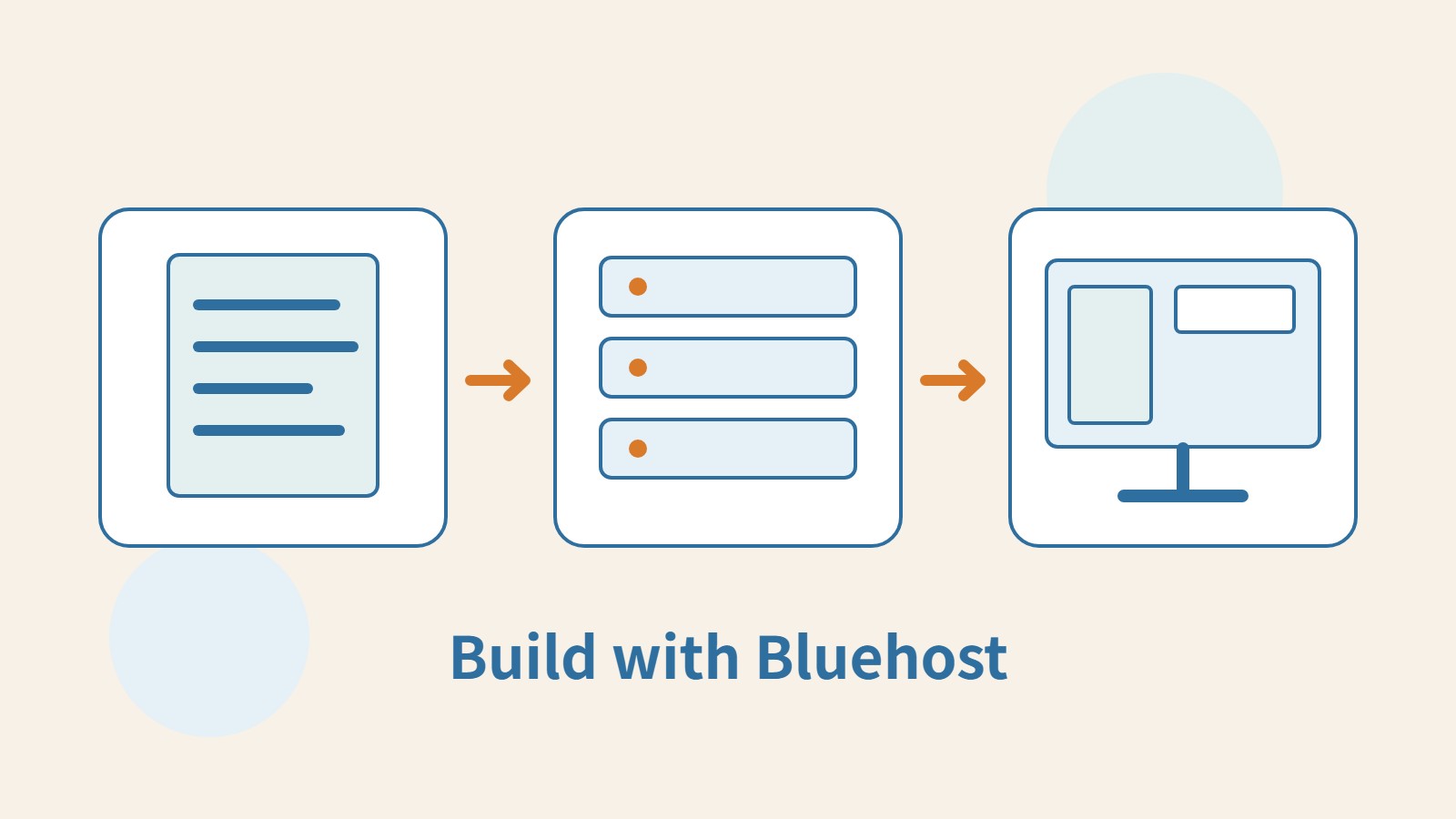 An original illustration of plan documents, WordPress hosting and a website screen, without brand logos.