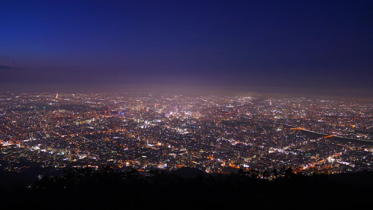 Night view over Sapporo from the summit of Mt. Moiwa