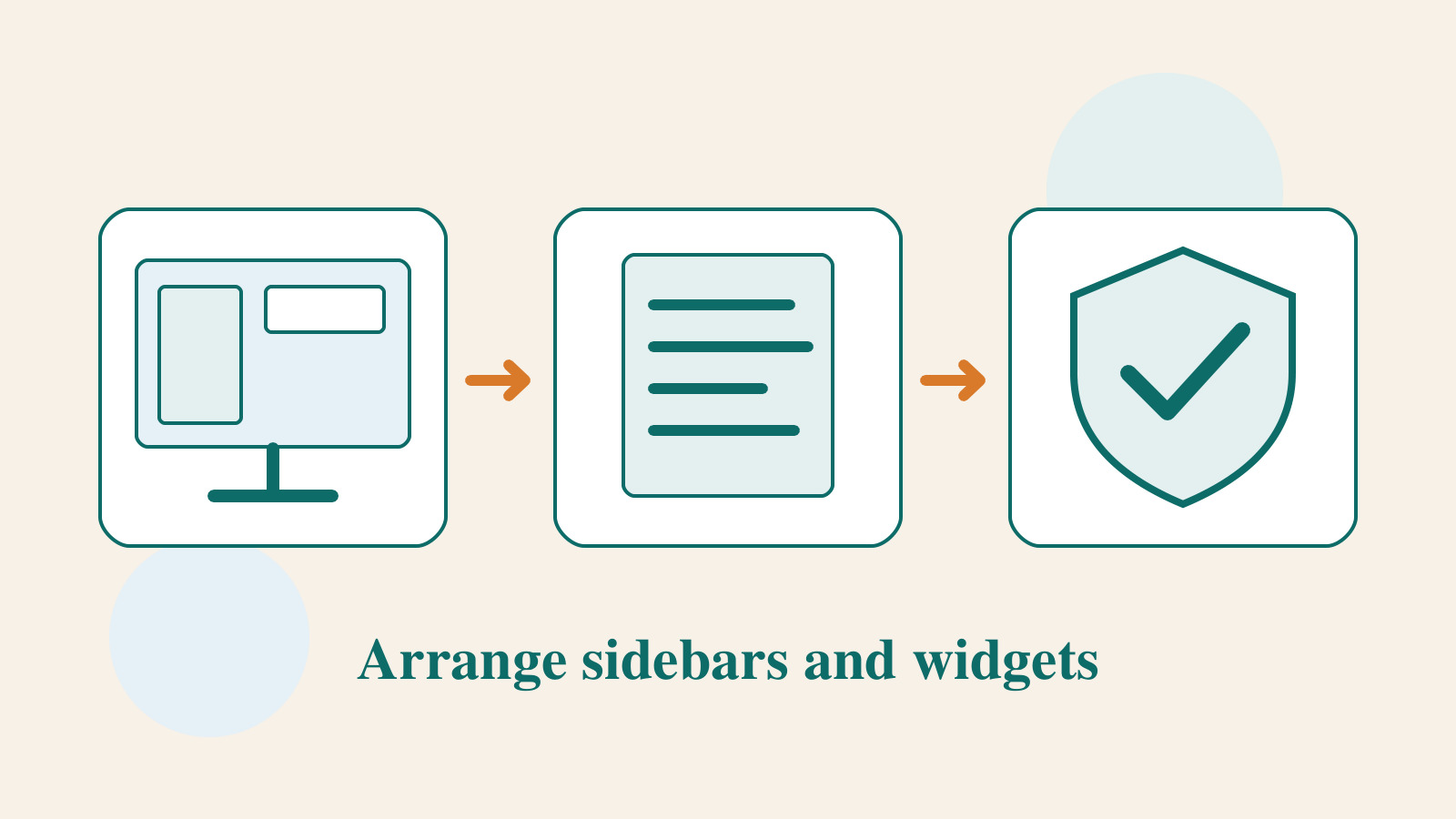 Original interface illustration combining a website layout, information document and reading-check shield.